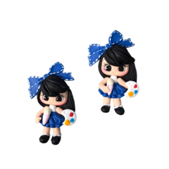 APLIQUE BISCUIT BONECA ESCOLAR SAIA AZUL - 1 UNIDADE na internet
