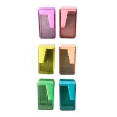 APONTADOR TRANSPARENTE COLORIDO (LEO&LEO) - 1 UNIDADE