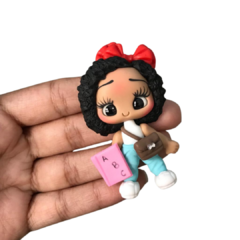 APLIQUE BISCUIT BONECA ESCOLAR COM LIVRO ROSA - 1 UNIDADE - comprar online