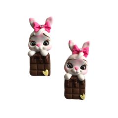 APLIQUE BISCUIT COELHO C/ CHOCOLATE - 1 UNIDADE