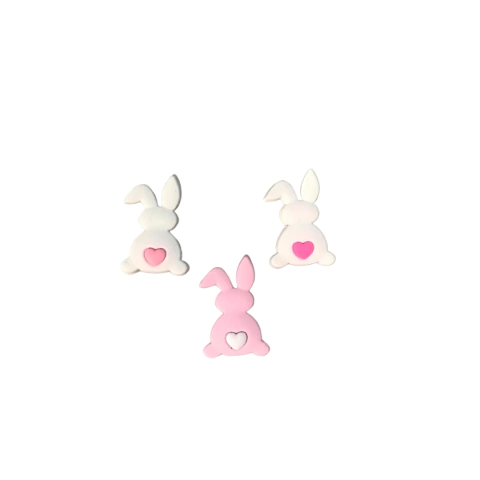 APLIQUE COELHO RABINHO DE CORAÇÃO EMBORRACHADO - 1 UNIDADE