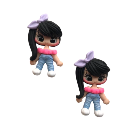 APLIQUE BISCUIT BONECA C/ CROPPED ROSA - 1 UNIDADE