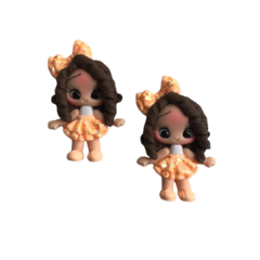 APLIQUE BISCUIT BONECA LARANJA NEON - 1 UNIDADE