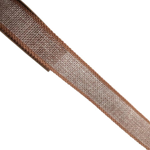 FITA DE JUTA MELAÇO MARROM COM BEGE (25MM) - 2 METROS