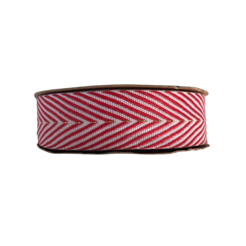 FITA SINIMBU CHEVRON PESPONTO METÁLICO VERMELHO (22MM) COR 03 - 10 METROS