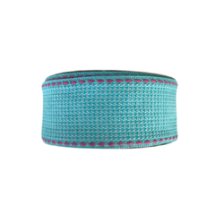 FITA PESPONTADA SINIMBU TEXTURA AZUL COM ROSA COR 04 - 10 METROS