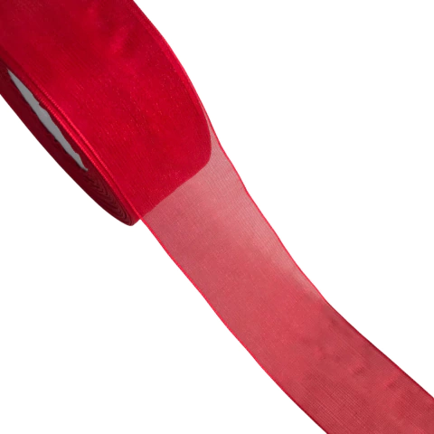 FITA DE ORGANZA VERMELHO (38MM) - 2 METROS