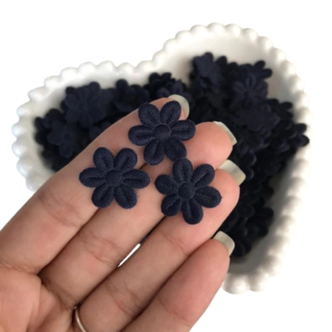 APLIQUE FLOR DE TECIDO PRENSADA AZUL MARINHO - 50 UNIDADES