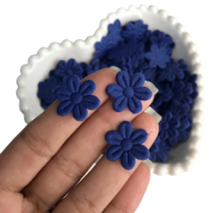 APLIQUE FLOR DE TECIDO PRENSADA AZUL BIC - 50 UNIDADES