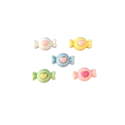 APLIQUE RESINA BOMBOM CORAÇÃO - 5 UNIDADES