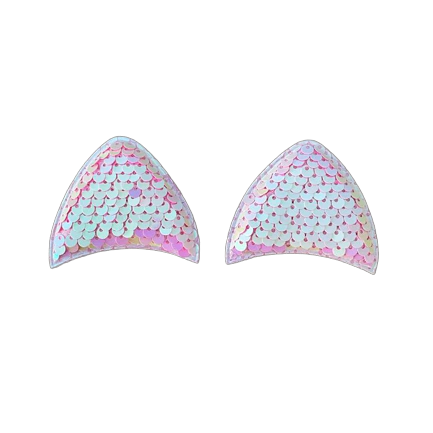 Aplique Orelha Gatinho Paetê Rosa - 2 unidades