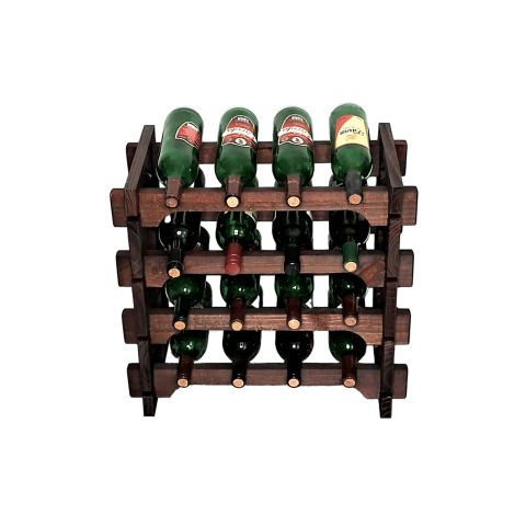 Adega Vinho Madeira Modular 16 Garrafa Cor Imbuia C04 Cevey Adegas e Artesanatos