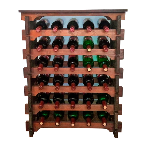 Adega Vinho Madeira 30 Garrafas Tipo Mesinha Cor Imbuia C05 Cevey Adegas e Artesanatos