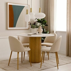 Silla pana beige c/patas de madera - comprar online