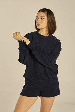 Sweatshirt Atoalhado - Azul Noite - loja online