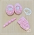 Kit Sapato, Luva e Faixinha Flores Rosa