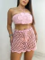 Conjunto Feminino de Cropped e Saia Crochê Flor