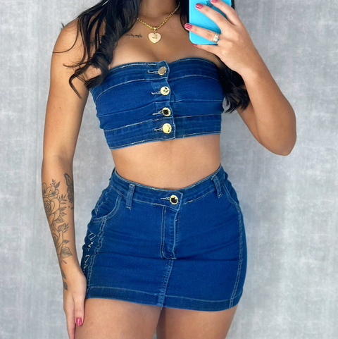 Conjunto jeans premium pimenta original - comprar online