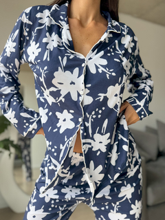 Pijama camisero azul noche Art. 29201 - comprar online