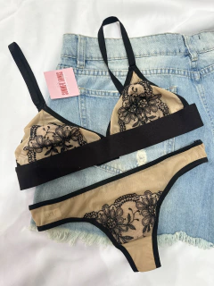 CONJUNTO BRALETTE ENCAJE Y PUNTILLA LODY