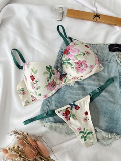 Conjunto taza soft algodon estampado flower