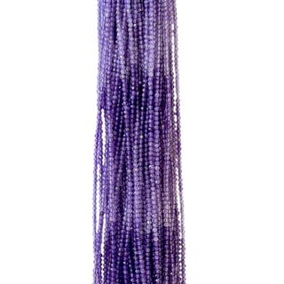 Fio de ametista shaded de 2 mm com bolas facetadas em tons de roxo para montar joias, colar, colares, pulseiras- Pedras Entremeios