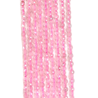 Fio de quartzo rosa 2mm Bola facetada