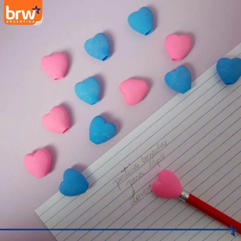 Gomas De Borrar Corazón P/ Punta De Lápiz - Pote X24 - BRW Mayorista - comprar online