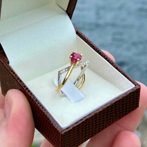 Solitário Raquel em ouro branco e ouro amarelo 18k