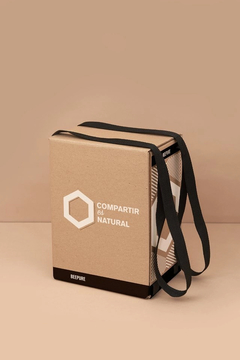 Valija de kraft con correas para 6 botellas - x6 u.