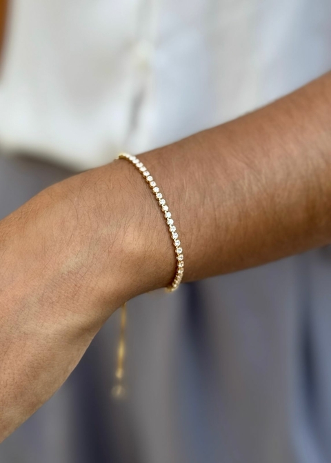 PULSEIRA RIVIERA AJUSTÁVEL BANHADO NO OURO 18K