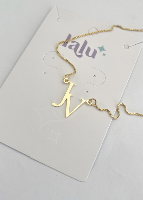 COLAR PERSONALIZADO MINI MONOGRAMA BANHO DE OURO 18K OU RODIO BRANCO - comprar online