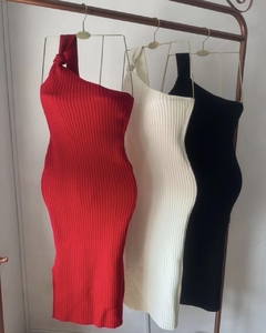 Vestido de Tricot Um Ombro Só