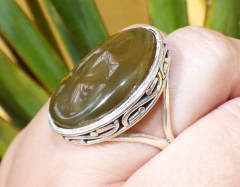 Anillo Ajustable Con Ámbar Verde & Plata Ley 925 (AJV1) en internet