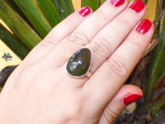 Anillo Ajustable con Ámbar Verde & Plata Ley 925 (AJV2) en internet