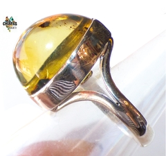 Anillo Ajustable De Plata 950 & Ámbar Auténtico (AMJ) en internet