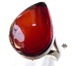 Anillo de Ámbar Rojo & Plata Ley #6 (AR24) - comprar en línea