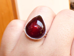 Anillo de Ámbar Rojo & Plata Ley #6 (AR24) en internet