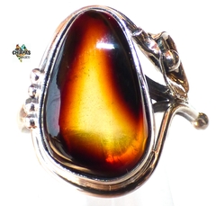 Anillo De Plata 950 & Ámbar Rojo #8 (AR89)