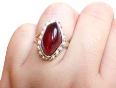 Anillo Con Ámbar Rojo & Plata Ley #6.5 (AR100) - comprar en línea