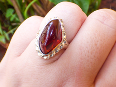 Anillo Con Ámbar Rojo & Plata Ley #6.5 (AR100) en internet