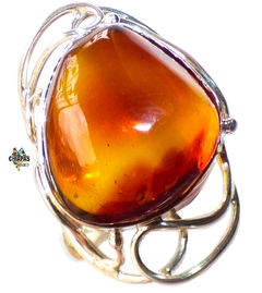 Anillo de Ámbar Rojo & Plata Ley #7.75 (AR22) - comprar en línea