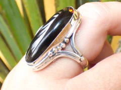 Anillo De Plata 950 & Ámbar Rojo #7.5 (AR3) en internet