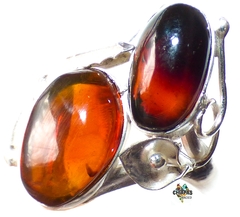 Anillo De Ámbar Rojo & Plata Ley #7.5 (AR30)