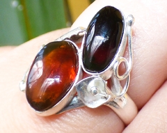 Anillo De Ámbar Rojo & Plata Ley #7.5 (AR30) - comprar en línea