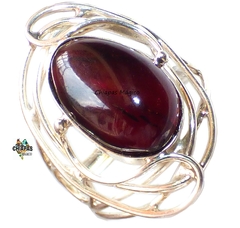 Anillo De Ámbar Rojo & Plata Ley #7 (AR35)