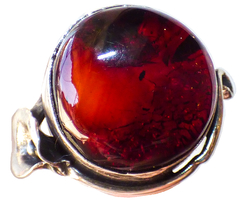 Anillo de Ámbar Rojo & Plata Ley #8.5 (AR32) - comprar en línea