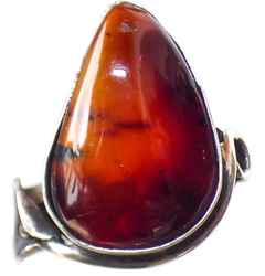 Anillo De Ámbar Rojo & Plata Ley #7.5 (AR40)