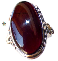 Anillo De Ámbar Rojo & Plata 950 #8 (AR50)