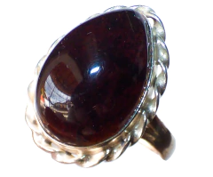 Anillo De Ámbar Rojo & Plata Ley #7.75 (AR58)